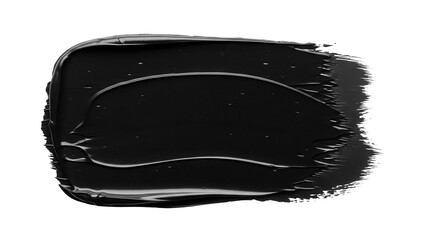 Black paint stroke PNG isolated on transparent background, dark glossy brush smear for design and artistic use