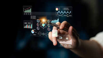 A data analytics interface for visualizing business performance metrics. A collection of charts and graphs for strategic reporting and company analysis. Motif
