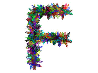 Colorful Hand Drawn Alphabet Letter F Isolated On Transparent Background