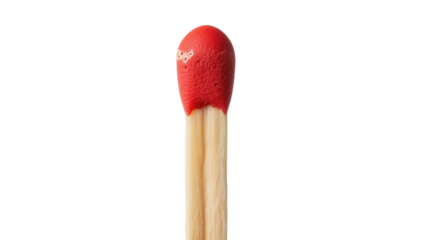 Red matchstick isolated PNG on transparent background, flammable fire starter for camping and survival kits