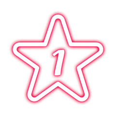 pink star icon glowing neon with number 1
