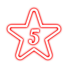 pink star icon glowing neon with number 5