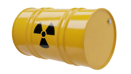 Yellow barrel with radiation symbol isolated PNG, radioactive waste container for hazardous materials and environmental safety