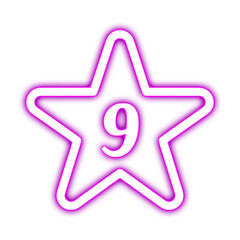 pink star icon glowing neon with number 9