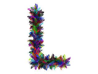 Colorful Hand Drawn Alphabet Letter L Isolated On Transparent Background