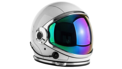 Modern astronaut helmet PNG isolated on transparent background, futuristic space exploration headgear for science fiction and design projects © Elena