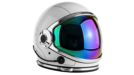 Modern astronaut helmet PNG isolated on transparent background, futuristic space exploration headgear for science fiction and design projects