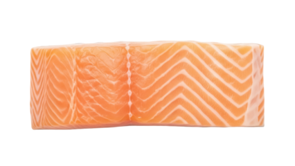 Fresh salmon fillet isolated PNG on transparent background, raw fish cut for healthy eating and gourmet cooking