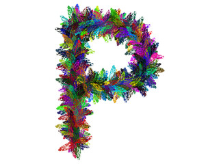 Colorful Hand Drawn Alphabet Letter P Isolated On Transparent Background