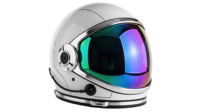 Modern astronaut helmet PNG isolated on transparent background, futuristic space exploration headgear for science fiction and design projects