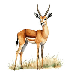 watercolor of Gazelle draw graphic, isolated on a white background. © velora