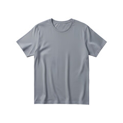 Naklejka premium Blank light gray tee shirt mockup isolated on transparent background casual crumpled textile clothes fashion clothing template round neck t shirt design presentation