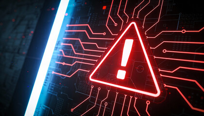 A warning message flashing on the screen, alerting users to a potential breach in system security