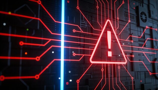 A warning message flashing on the screen, alerting users to a potential breach in system security