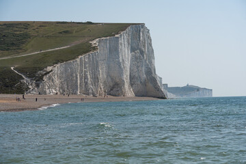The imposing Seven Sisters cliffs overlooking the English channel, East Sussex, England