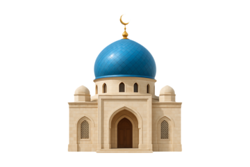 Blue Dome Mosque Islamic Architecture Religious Building Isolated on a Transparent Background