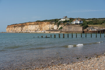 Natural landscape of Seaford Head coastline near the Seven Sisters cliffs, East Sussex, England