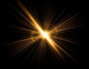 Obraz premium gold lens flare golden sunburst overlay on black background high quality stock image of sun flare effects sunlight light leaks transition explosion of yellow light optical flare glow isolated