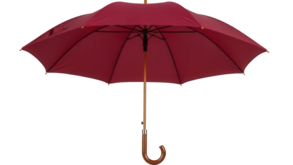 Elegant burgundy umbrella PNG isolated on transparent background, rain protection accessory for fashion and weather concepts