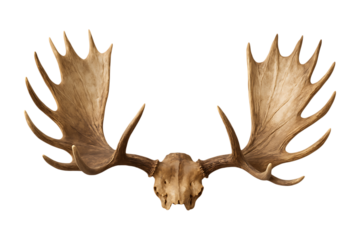 Majestic Moose Antlers with Skull Rustic Wildlife Trophy Isolated on a Transparent Background