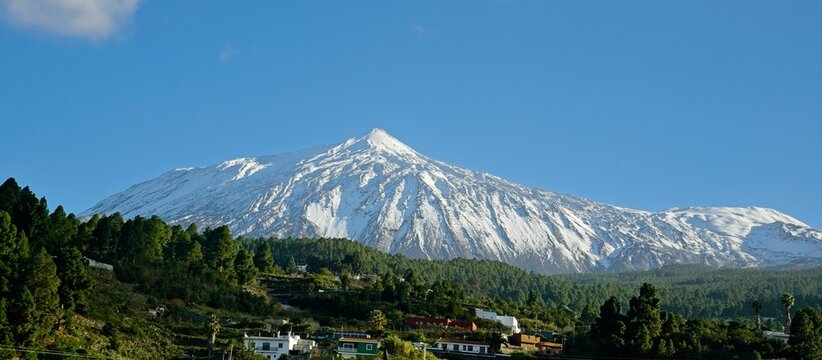 Landscape of Teide covered in snow