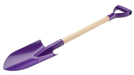 Purple garden spade PNG isolated on transparent background, digging tool for gardening and landscaping projects, durable and lightweight design