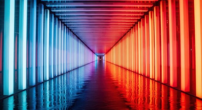 Futuristic Tunnel Lights Reflection