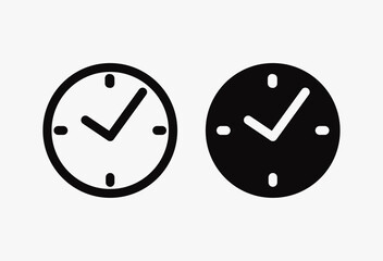 Clock black vector icon design. Timers clock icon set. Stopwatch symbol countdown, linear and solid UI UX icons set for website. Time symbol and clip art design