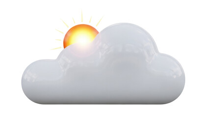 Partly cloudy weather PNG isolated on transparent background, sun behind cloud for weather forecast and design use