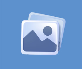 Photo gallery vector icon 3D illustration. Image album symbol. Media pic sign. Gallery icon vector. Picture icon vector. photo gallery sign, and symbol. image 3D render icon vector illustration