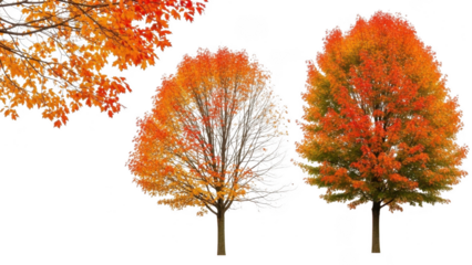 Autumn trees isolated on transparent background