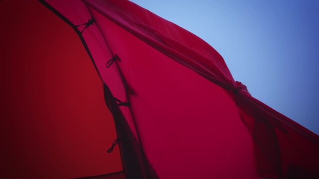 Camping Tent Flapping in Strong Wind