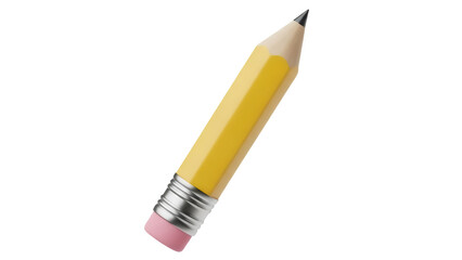 Yellow pencil PNG isolated on transparent background, writing instrument for drawing and sketching, school and office supplies