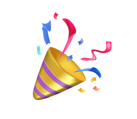 Party popper confetti joy festive birthday celebration emoji vector symbol sign icon illusration. Emoji of birthday confetti explosion. Popper cone emoticon