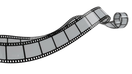 Film strip PNG isolated on transparent background, movie reel with empty frames for cinema and photography projects