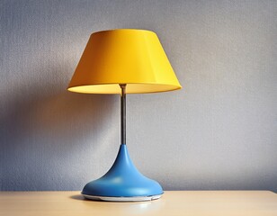 modern stylish desk lamp with yellow shade and blue base perfect for home office or study