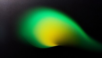 Dark Grainy Backdrop With Green And Yellow Glowing Gradient Shape On Black Abstract Noise Texture Cover Design