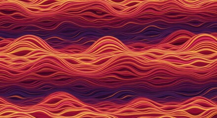 Abstract Wavy Lines Background with Dynamic Red and Orange Hues.