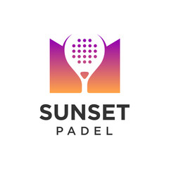 Letter m logo, padel tennis and racket logo template design