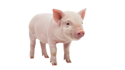 Adorable pink piglet PNG isolated on transparent background, farm animal for design and educational use
