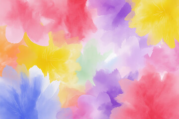 Vibrant watercolor floral background in pink, yellow, blue, and purple hues