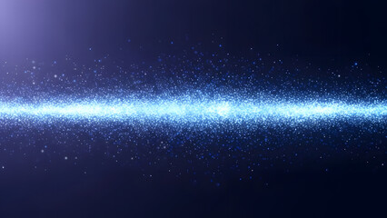 A celestial light beam traverses through the starry night sky