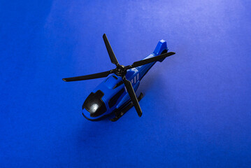 Colorful toys on a blue background