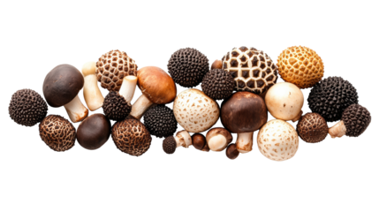 Assorted Mushrooms on Transparent Background