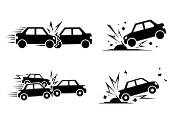 Naklejka premium Depicting a series of car collision scenes with impact effects and vehicle damage clearly shown