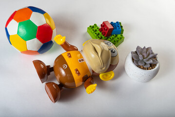 Naklejka premium Colorful toys on a white background