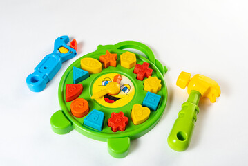 Fototapeta premium Colorful toys on a white background