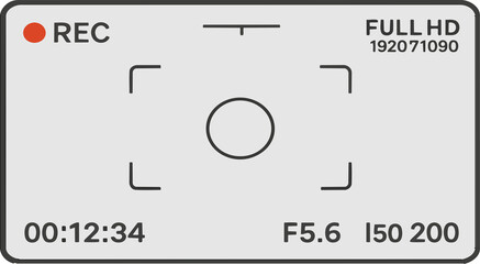 Video camera viewfinder . Camera display full hd format. Video filming screen vector template. 