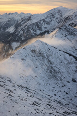 Zachód słońca na Kasprowym Wierchu, zima © W Podróży do Chmur