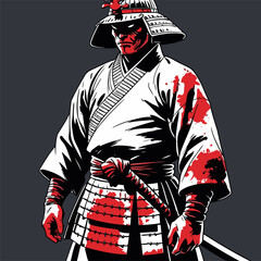 vector image of brave samurai armor